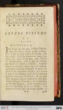 Lettre Dixième