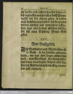 XXV. Von Gastgeben