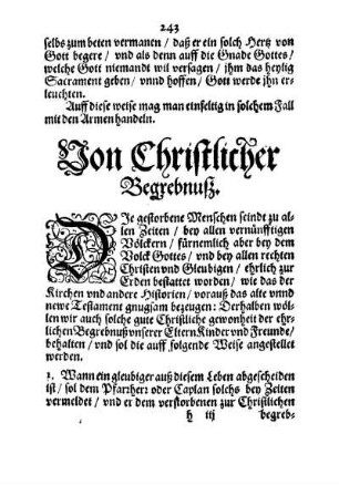 Von Christlicher Begrebnuß.