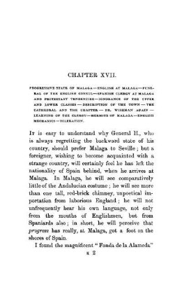 CHAPTER XVII. - Progressive state of Malaga - English at Malaga - Funeral of the English consul - Spanish clergy at Malaga and Protestant tendencies - Ignorance of the upper and lower classes - Description of