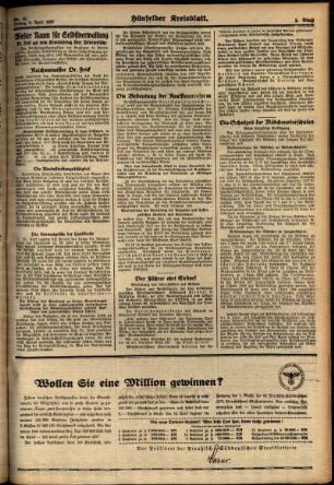Zweite Ausgabe vom Freitag, den 09. April 1937.