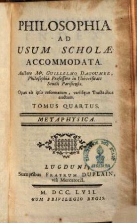 Philosophia : Ad Usum Scholae Accommodata, 4