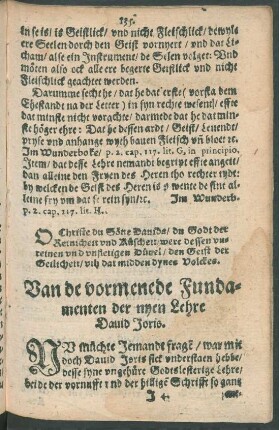 Van de vormenede Fundamenten der nyen Lehre David Joris.