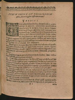 Utrum Logica Sit Philosophiae pars, an vero ipsius instrumentum?