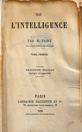 De l'intelligence. 1