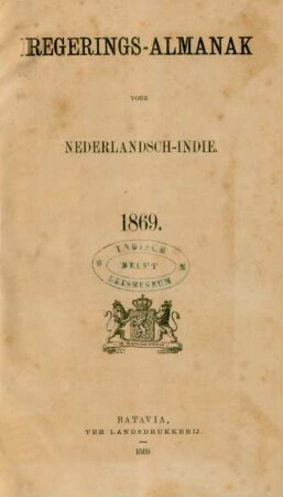 1869: Regeeringsalmanak voor Nederlandsch-Indie
