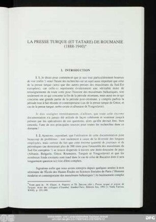 La Presse Turque (Et Tatare) De Roumanie (1888-1940)