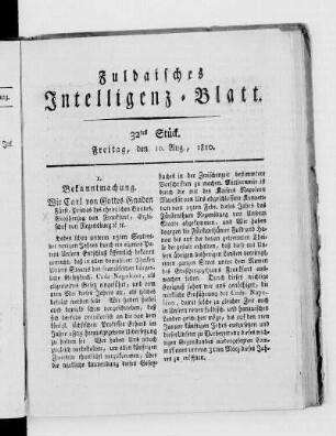 32tes Stück, Ausgabe vom 10. Aug. 1810