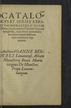 Catalogus Abb. Monast. Lucemburg.