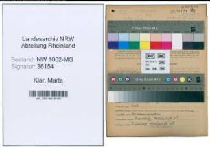 Entnazifizierung Marta Klar , geb. 24.05.1892 (Koechin)
