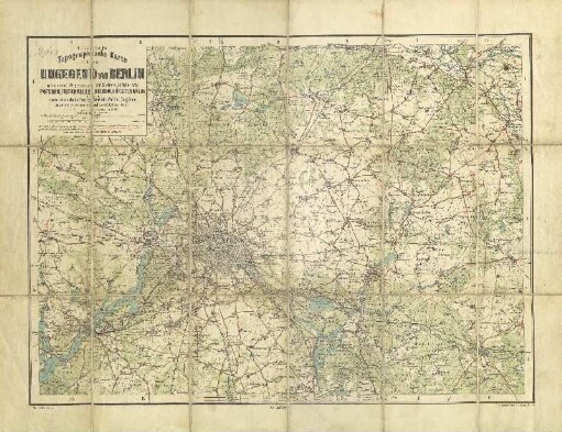 Kiessling's Topographische Karte der Umgegend von Berlin : umfassend 19 grössere und kleinere Städte wie: Potsdam, Freienwalde, Buckow, Fürstenwalde u.s.w. sowie sämmtliche Dörfer, Vorwerke, Mühlen, Ziegeleien, Colonien, Förstereien etc.