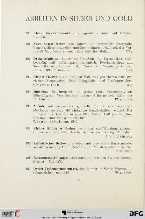 Arbeiten in Silber und Gold (Nr.190-204)