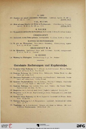 Gerahmte Radierungen und Kupferstiche (Nr. 117-135)