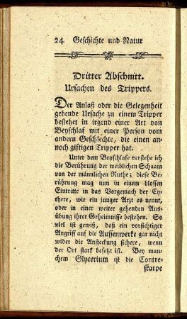 Dritter Abschnitt. Ursachen des Trippers.