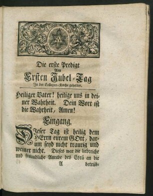Die erste Predigt Am Ersten Jubel-Tag