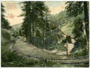 Mount Tamalpais, Kalifornien. Nearly a complete circle on Mt. Tamalpais Railway, Showing Gravity Car on way down the Mountain.