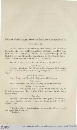 3: Urkundliche Beiträge zur oesterreichischen Kunstgeschichte
