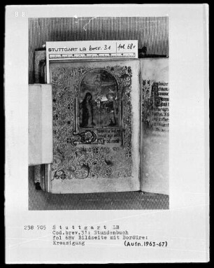 Lateinisch-französisches Stundenbuch — Kreuzigung, Folio 68verso
