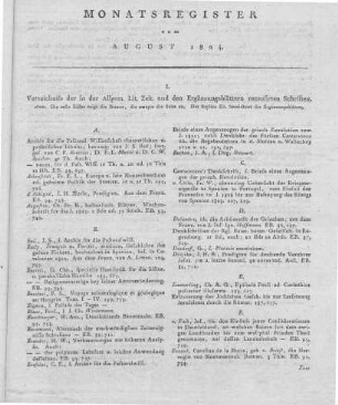 Monatsregister vom August 1824