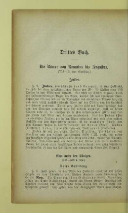 Drittes Buch. Die Römer von Romulus bis Augustus. (753 - 31 vor Christus.)