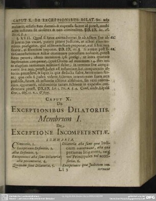 Caput X. De Exceptionibus Dilatoriis