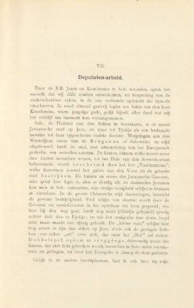 VII. Deputaten-arbeid