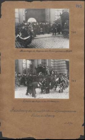 Einheben des Sarges in den Leichenwagen