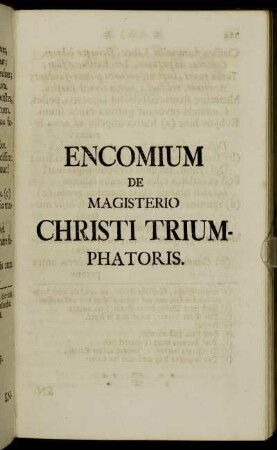 Encomium de magisterio Christi triumphatoris.
