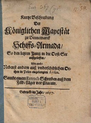 Kurtze Beschreibung der Kön. Mt. zu Dennemark Schiffs-Armada