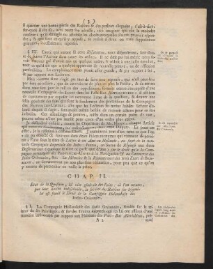 Chap. II. Etat de la Question, &. idée générale des Faits ...