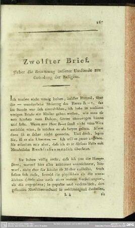 Zwölfter Brief. Ueber die Benutzung äusserer Umstände zur Gründung der Religion