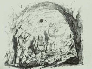 Abbau vor Ort (Hammer u. Schlegel), Zeichn. 19. Jh.