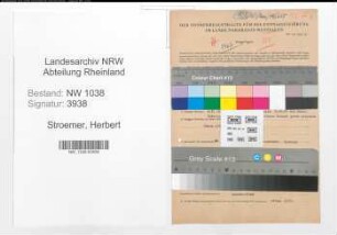 Entnazifizierung Herbert Stroemer , geb. 08.08.1903 (Vermessungstechniker)