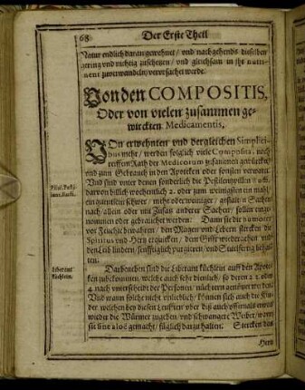 Von den Compositis, Oder von vielen zusammen gewirckten Medicamentis.