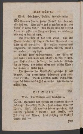 Das Sechste. Mel. Ein Mädchen oder Weibchen [et]c.