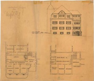 Fischer, Theodor; Stuttgart; Waisenhaus - Grundrisse, Ansicht