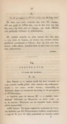 V. Uit de gevangenis te weltevreden den 30. julij 1845