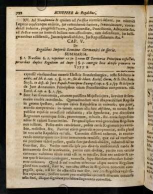 722-736, Cap. V. De Regalibus Imperii Romano Germanici in specie.