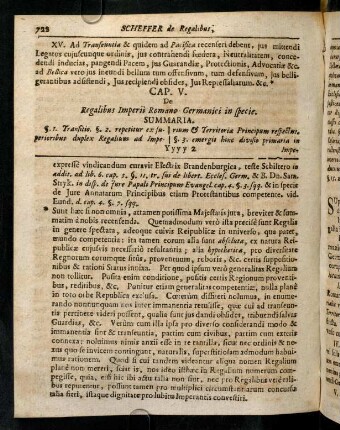 722-736, Cap. V. De Regalibus Imperii Romano Germanici in specie.