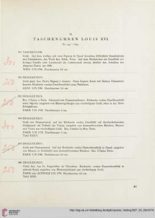 O. Taschenuhren Louis XVI. (Nr. 591-630)