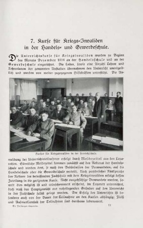 Kursus für Kriegsinvaliden in der Handelsschule.