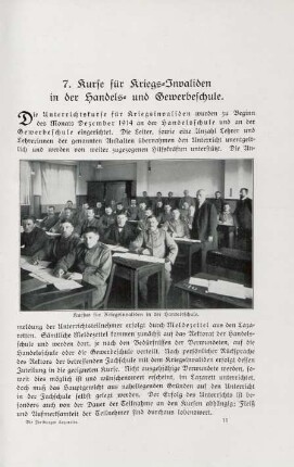 Kursus für Kriegsinvaliden in der Handelsschule.