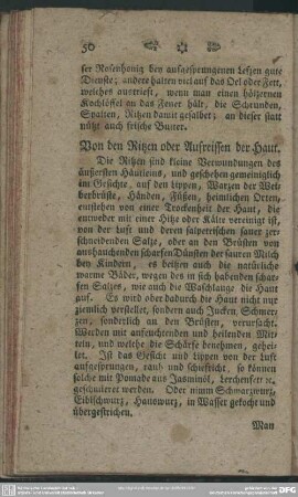 Von den Ritzen und Aufreissen der Haut