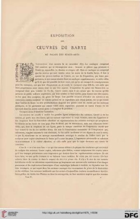 2: Exposition des oeuvres de Barye au Palais des Beaux-Arts, [1]