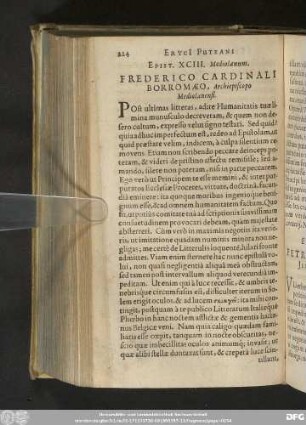 Epist. XCIII. Mediolanum. Frederico Cardinali Borromaeo, Archiepiscopo Mediolanensi.