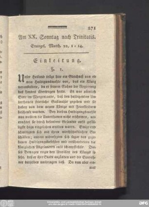 Am XX. Sonntag nach Trinitatis. Evangel. Matth. 22, 1 - 14.