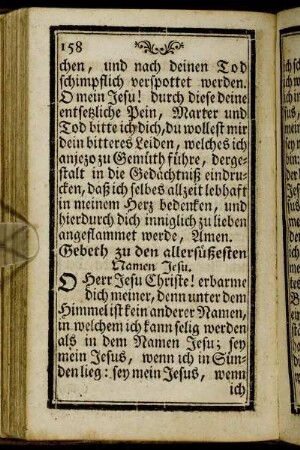 Gebeth zu den allersüßesten Namen Jesu.