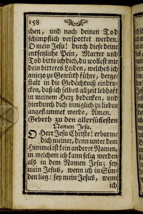 Gebeth zu den allersüßesten Namen Jesu.