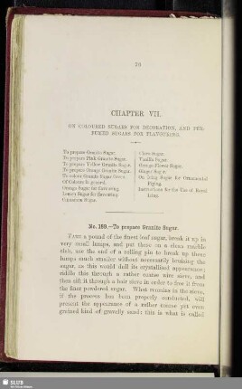 Chapter VII. On coloured sugars for decoration, and perfumed sugars for flavouring
