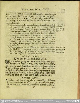 Artic. LVIII. Von der Maaß peinlicher Frag